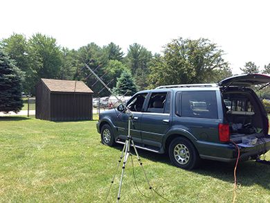 Frank, KR1ZAN, sets up a satellite station