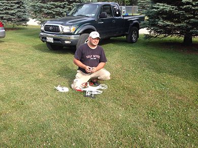 Sean, W1GDF, sets up his quad copter