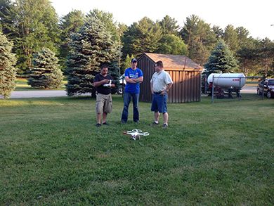 the quad copter takes off