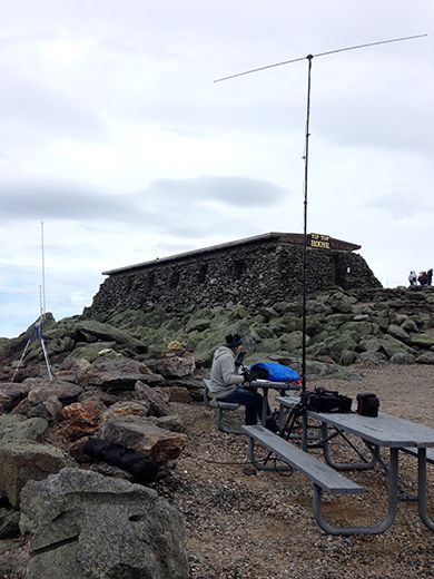 Tim KB1HNZ operates 6 meters from the summit