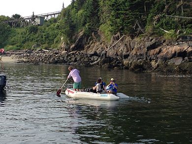 rowing to shore
