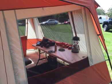 Outside the tent