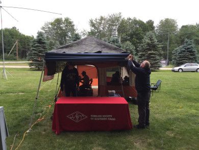 Putting up the tarps