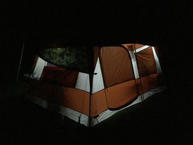The tent aglow