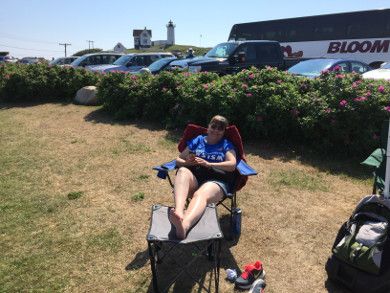 Cindy works on her tan