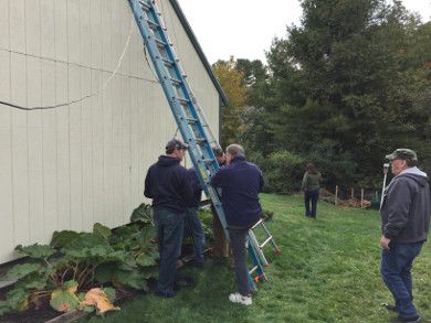 up the ladder