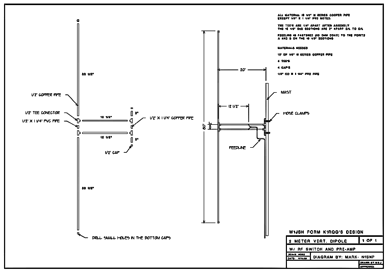 2m Copper Dipole Schematics