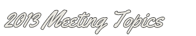 2013 Meeting Topics
