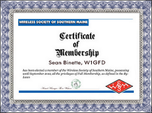 WSSM Membership Certificate