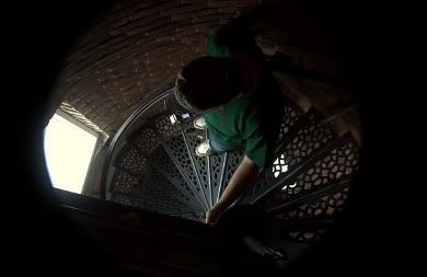 Thom going down steps