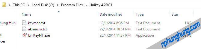 Tạo thư mục chứa 2 tệp tin của Unikey