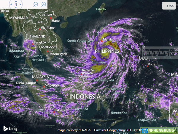 Ảnh mây vệ tinh bão Haiyan do NASA cung cấp