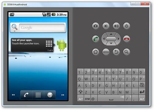 Giao diện giả lập của SDK Android Emulator