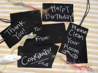 She made mini chalkboard tags useful for all sorts of things