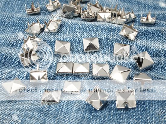 8mm Silver Metal Pyramid Studs Leathercraft DIY Goth Punk Spikes Spots 