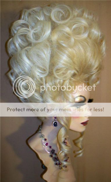 Drag Queen Wig Teased Big Lt. Golden Blonde Light Tips Up Do Curls ...