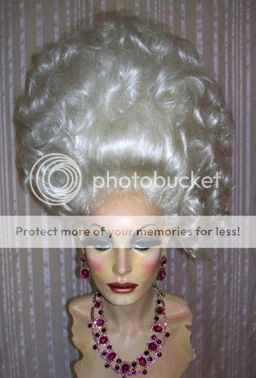   Big Tall Up do White Silver French TWST Curls Marie Antoinette