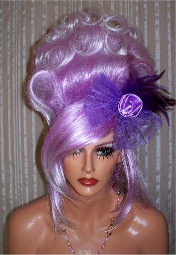 Drag Queen Wig Lavender Whtie Updo French Twist Curls | eBay