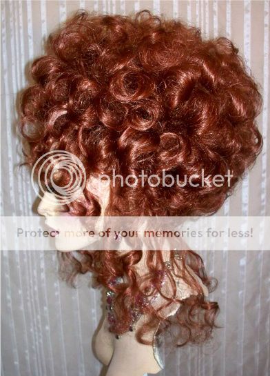 Drag Queen Wig Up Do French Twist Small Curls Auburn Red Tendrils