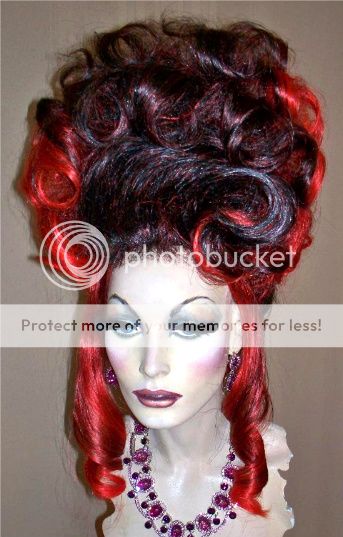 Drag Queen Wig Updo Tall Red Black Updo Twist & Curls  