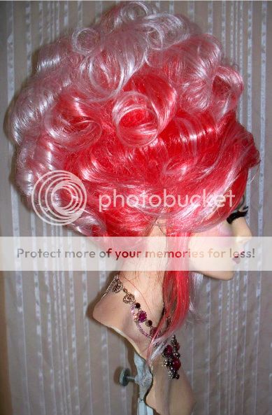 Drag Queen Wig Reddish Pink Roots White Tips Updo Curls Ebay