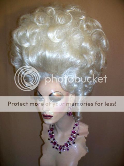 Drag Queen Wig Big Tall Up do White Silver French Twst Curls Marie ...