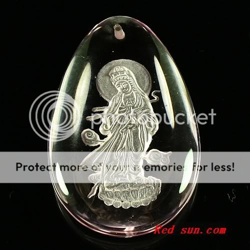 58802 Carved quartz Kwan yin pendant bead  